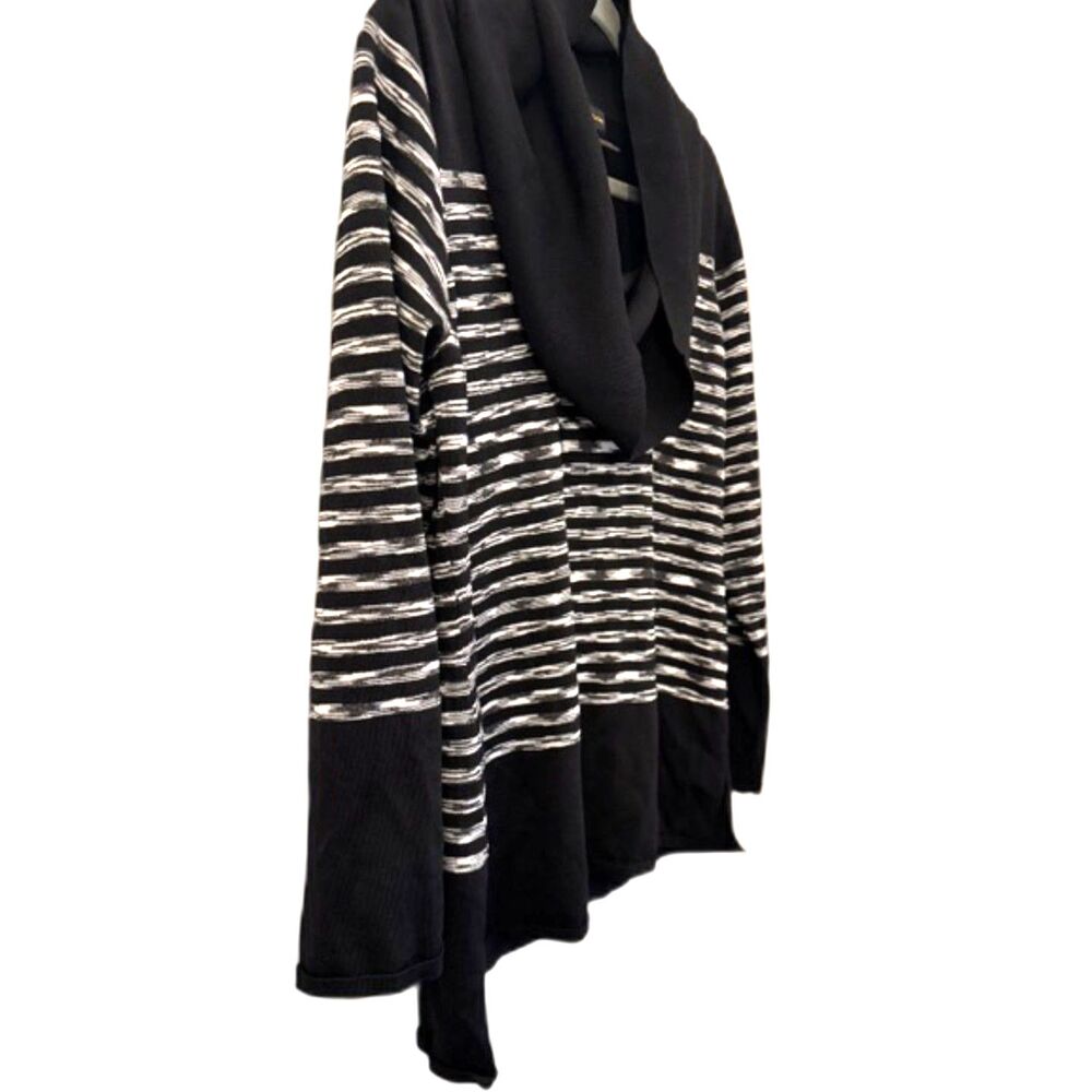 Grace Dane Lewis Black & White Striped Cowl Neck Sweater Tunic XL
